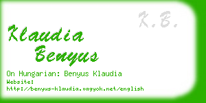 klaudia benyus business card